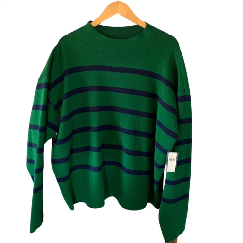 Anthropologie (Maeve) Green & Navy Sweatshirt XL NWT